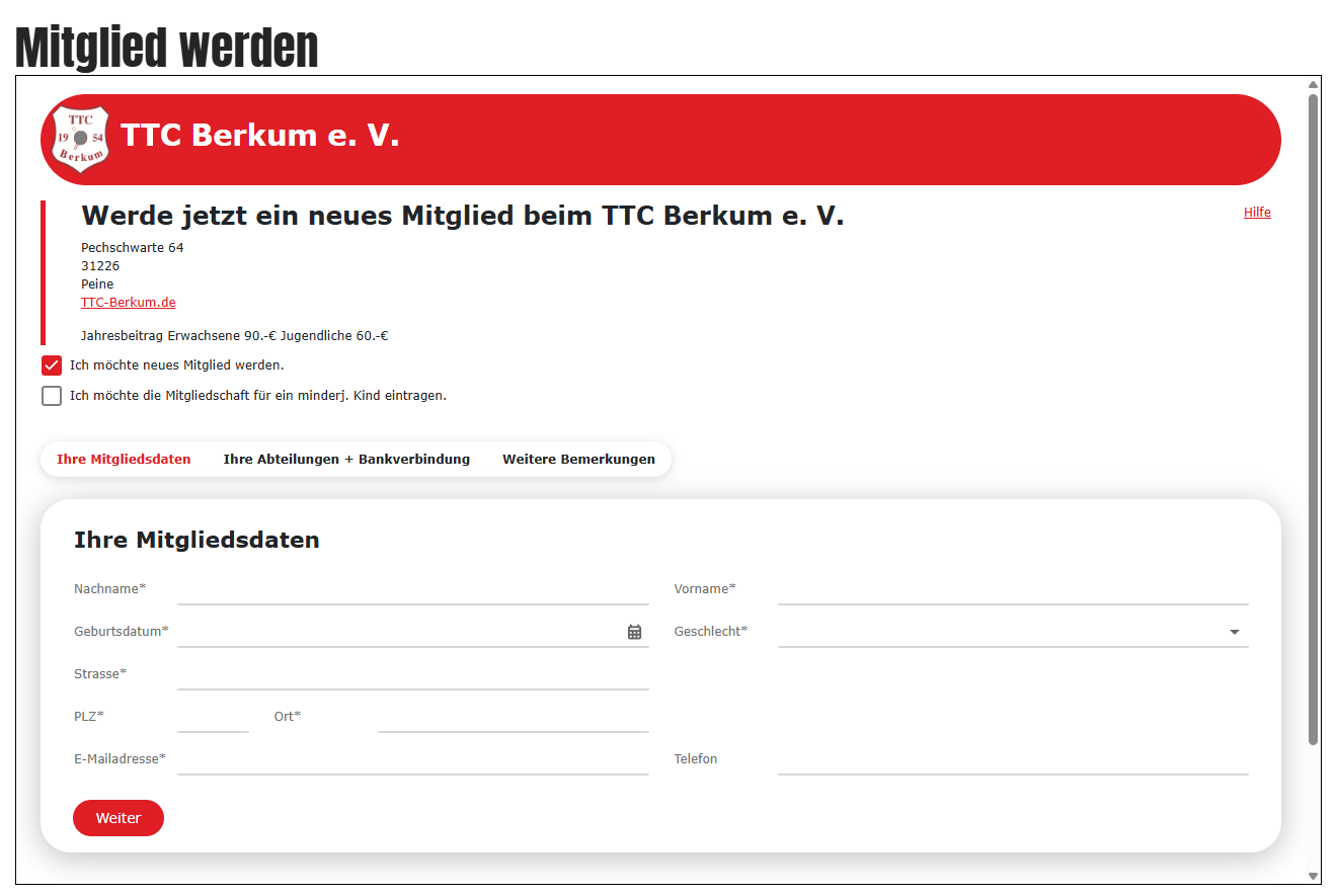 Neuanmeldungen jetzt online möglich